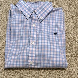 Button-Down Plaid Shirt in Light Blue and Pink
